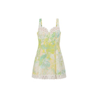 Casual Floral Slip Dress With V-Neck Slim Fit Made Of Linen