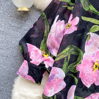 French Retro Tulle Floral Shirt For Women Summer
