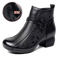 Retro Women's Soft Sole Soft Leather Cotton Shoes