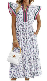Summer New Stylish Elegant V-Neck Floral Print Dress