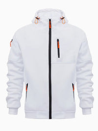 Men's Sweater Hoodie Zipper Multi-pocket Embroidery Badge