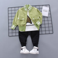 Boys Fashion Letter Printing Five-pointed Star Stand Collar Long Sleeve Coat