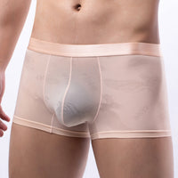 Men's Boxer Briefs See Through Breathable U Convex Ice Silk Jacquard