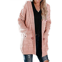 Women's Mid-length Twist Pocket Knitted Cardigan Sweater