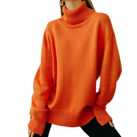 Solid-color Turtleneck Sweater For Women European And American Style