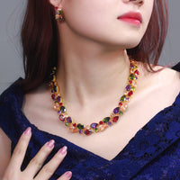 Colorful Waterdrop Earring And Necklace Set