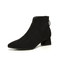 Women's Chunky-heeled Pointed-toe Short Martin Boots