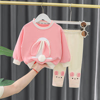 Baby Girl Cute Ears Sweater Cartoon Long Sleeve Leggings Suit