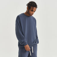 Solid Color Round Neck Men's Sweater Heavy Thickening American Fashion Brand Loose