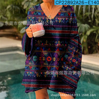 Printed Comfort And Casual V-neck Long Sleeve Sweaters Women's Clothing