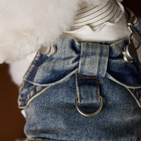 Teddy Bichon Small And Medium-sized Dogs Sleeveless New Denim Suspender Skirt