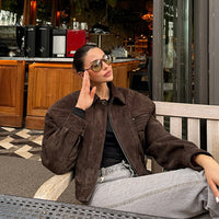 Retro Biker-style Cool Short Womens Loose Jacket