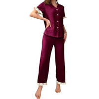 New European And American-style V-neck Short-sleeve Pants Loungewear Two-piece Set