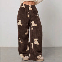 New Casual Leopard Print Lace-up Wide-leg Pants