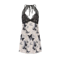 Sweet Butterfly Jacquard Deep V Plus Chest Pad Women's Suspender Nightdress Velvet Outerwear Dress Suit