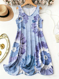 Women's Fashion Printed V-neck Sleeveless Dress
