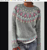 Round Neck Multicolor Loose Fashion Pullover Sweater