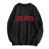 Women's Printed Round Neck Long Sleeve Baseball Uniform Loose Plus Size Fleece Lined Warm Top