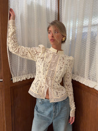 Lace Panel Long Sleeve Shirt