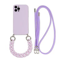 Solid Color Diagonal Double Lanyard Mobile Phone Case