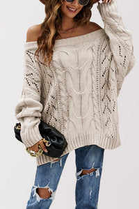 Strapless Plus Size Loose Off Shoulder Solid Color Pullover Sweater