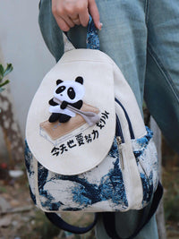 Creative Cartoon Lightweight Canvas Bag Multi-compartment Lightweight Casual Backpack