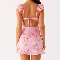 Retro Floral High-Waisted French-Style Dress For Women