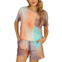 Tie-dye Two-piece Pajamas Plaid Leopard Print Home Service Suit Women