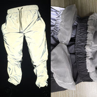 Double-layer Elastic Waist Lace-up Reflective Trousers For Night Running