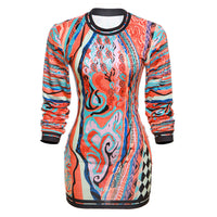 Long-sleeve Hollow-out High-Waist Slimming Short Dress