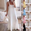 Casual Sling Dress With A U-neck Classic Pleating And Multiple Color Options