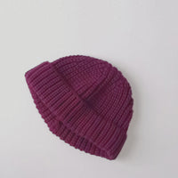 Pure Color Knitted Melon Leather Hood Children's Hat