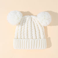 New Double Ball Children's Knitted Pullover Warm Wool Hat