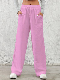 Sloppy-chic Ice-silk Draped Wide-leg Trousers