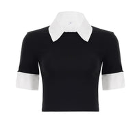 Temperament Commute Fake Two-piece Half Sleeve Shirt Slim Fit Fashion Tops