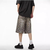 Retro High Street Leopard Print Denim Shorts