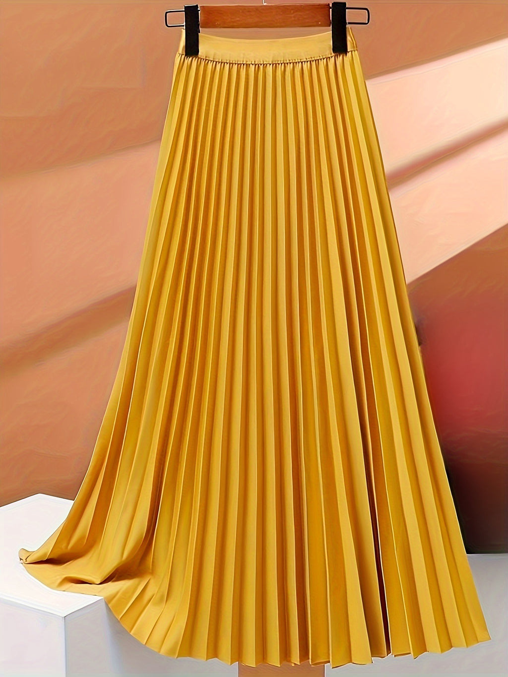 Fashion Women Solid Color Pleated Skirt Female