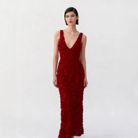 Womens Solid Color Versatile V-neck Vest-style Dress