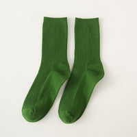Candy Color Bunching Retro Vertical Stripes Outer Wear Mid-calf Length Socks
