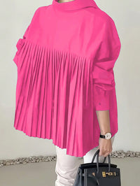 Loose Ruffled Asymmetrical Niche Blouse With Flared Hem