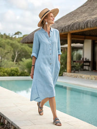 Casual Striped Chic Fashionable Retro V-Neck Elegant Womens Dress