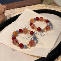 Summer Dopamine Faux Crystal Handmade Beaded Bracelet, Couple Style, Multi-Color Splicing, Skin-Brightening Versatile Hand Jewelry