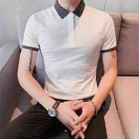 Patterned Collar Slim-fit Fashionable Collared T-shirt