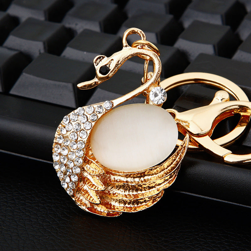 Diamond Crystal Swan Car Key Ring