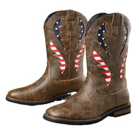New European And American Thick-heel Leather Patchwork Men's Leather Boots