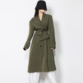 Irregular-panel Single-breasted Lapel Long Coat