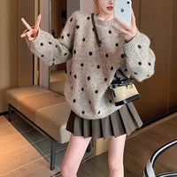 Solid Color Polka Dot Pullover Women's Sweater