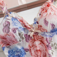 Fashionable Womens Floral Print V-Neck Slip Dress
