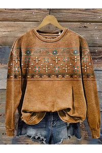 European And American Printing Long Sleeve Casual Top Autumn Winter Sweater