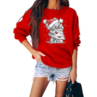 Merry Christmas Sweater Crew-Neck Red Long-Sleeve Pullover